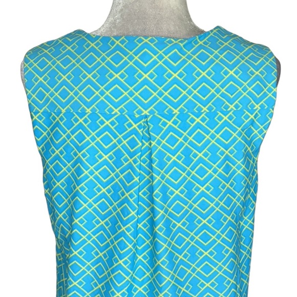 Jude Connally Juliet Aqua Blue Yellow Trellis Trio Printed Tunic Mini Dress - L - Picture 6 of 11
